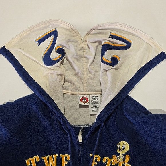 Tweety Bird Hoodie Jacket Womens XL 16/18 Looney Tunes Full Zip Fleece Vintage - Picture 3 of 3